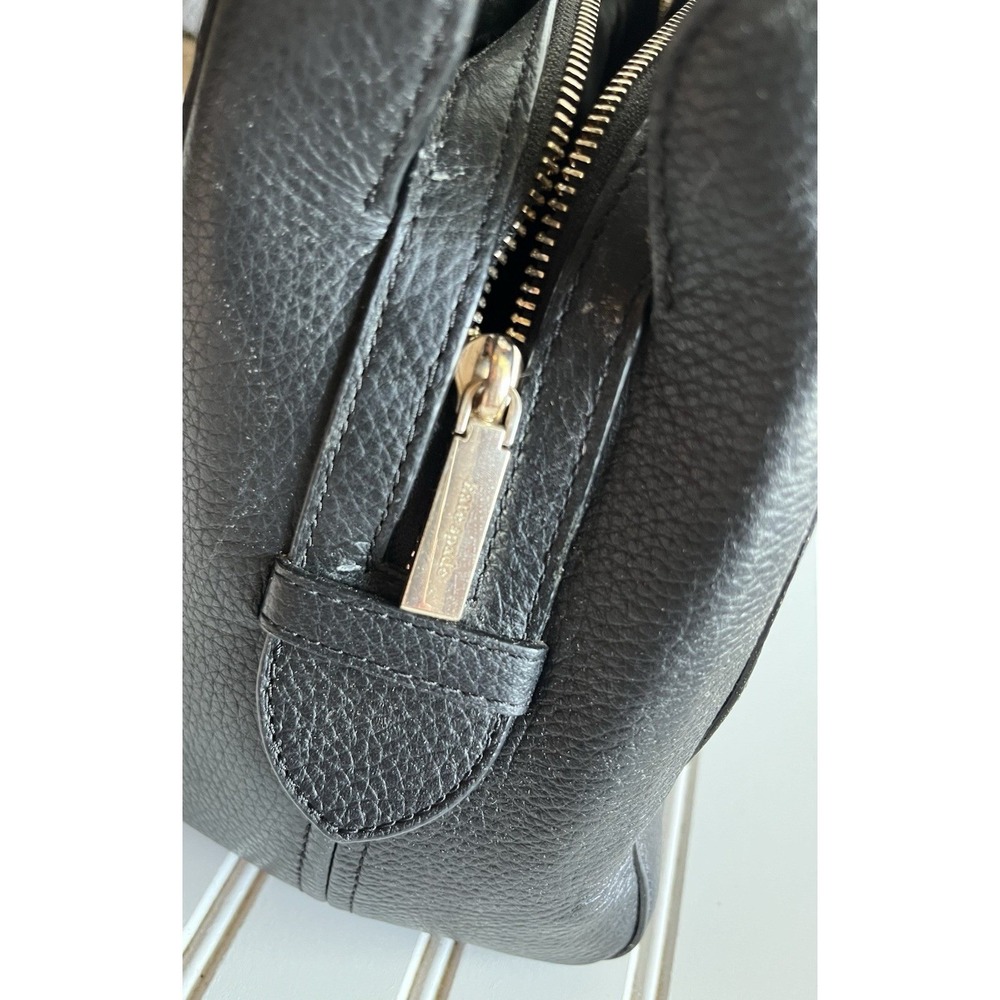 Kate Spade New York Black Pebbled Leather Satchel Tote Bag Gold Hardware - Picture 4 of 9